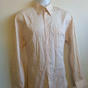Joseph Abboud Button Dn Dress Shirt M Gold Stripr